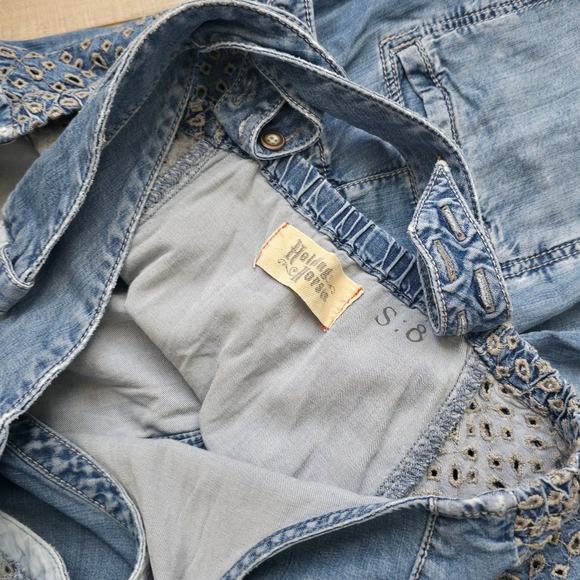 Anthropologie Holding Horses Tencel Chambray Overall Jumpsuit Women Sz 8 - Picture 6 of 12